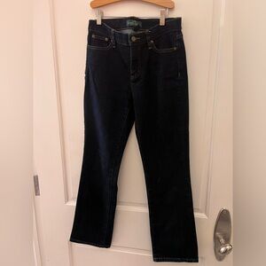 LRL Lauren Jeans Womens 4 Classic Straight Jeans Dark Wash Denim Mid Rise